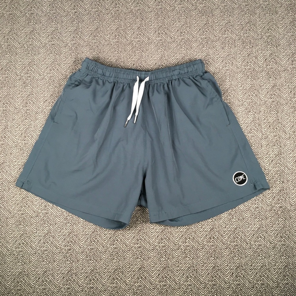 Cove Mens Size 32 Blue Green Spandex Performance Gym Shorts Drawstring